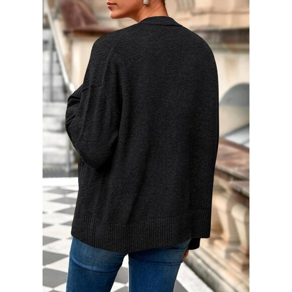 Women's 2025 Oversized Cardigan Sweaters Trendy Chunky Knit Long Sleeve V Neck B - Picture 4 of 8